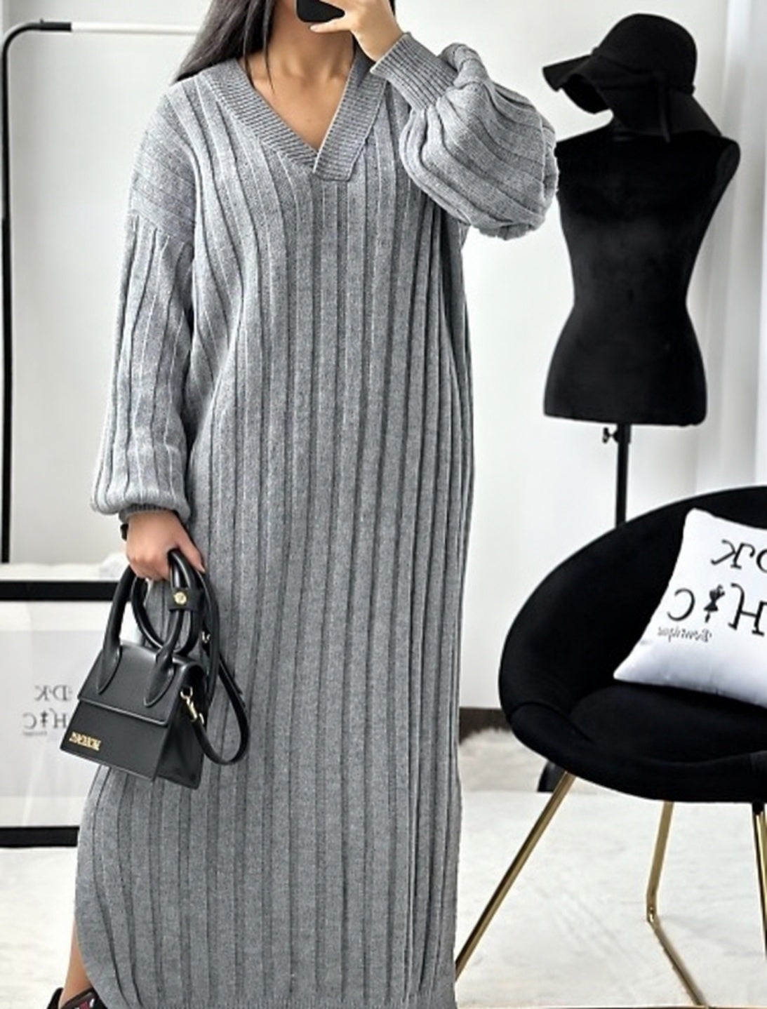 Robe Longue Côtelée Nuage
