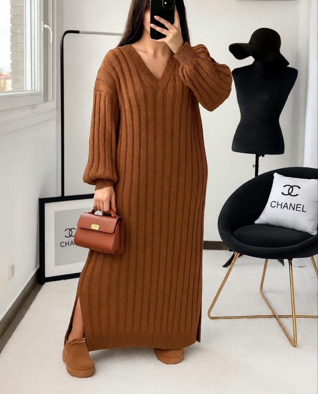 Robe Longue Côtelée Nuage